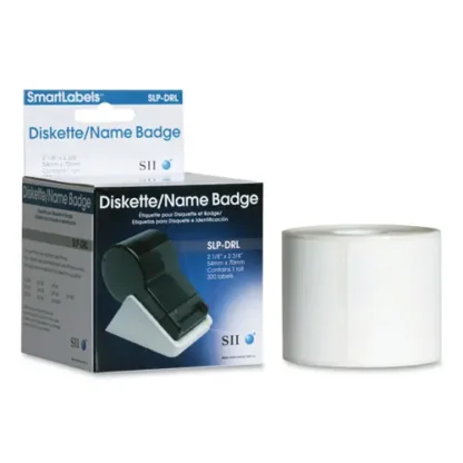 Seiko SLP-DRL Self-Adhesive Name Badge/Diskette Labels, White, 320 Labels/Roll