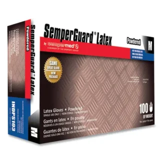 SemperGuard® Latex Powdered Gloves, Medium, 100/Box