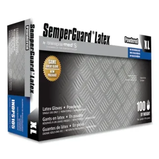 SemperGuard® Latex Powdered Gloves, Cream, X-Large, 100/Box