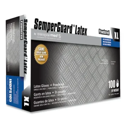 SemperGuard® Latex Powdered Gloves, Cream, X-Large, 100/Box