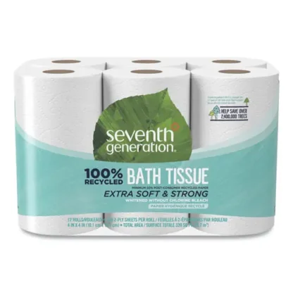 Seventh Generation® 100% Recycled Bathroom Tissue, Septic Safe, 2-Ply, White, 240 Sheets/Roll