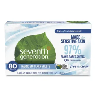 Seventh Generation® Natural Fabric Softener Sheets, Unscented, 80 Sheets/Box, 4/Carton
