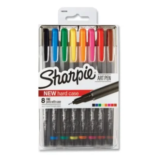 Sharpie® Art Pen Porous Point Pen, Stick, Fine 0.4 mm, Assorted Ink and Barrel Colors, 8/Pack