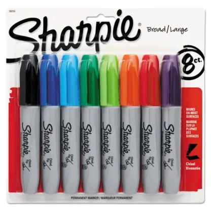 Sharpie® Chisel Tip Permanent Marker, Medium Chisel Tip, Assorted Colors, 8/Set