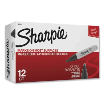 Sharpie® Chisel Tip Permanent Marker, Medium Chisel Tip, Black, Dozen
