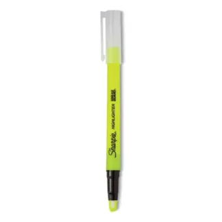 Sharpie® Clearview Pen-Style Highlighter, Fluorescent Yellow Ink, Chisel Tip, Yellow/Black/Clear Barrel, 3/Pack