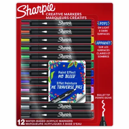 Sharpie® Creative Markers, Medium Bullet Tip, Assorted Colors, 12/Pack