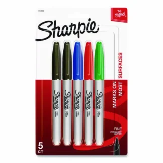 Sharpie® Fine Tip Permanent Marker, Fine Bullet Tip, Assorted Ink Colors, 5/Pack