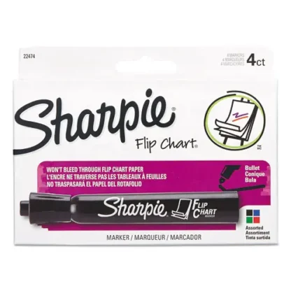 Sharpie® Flip Chart Marker, Broad Bullet Tip, Assorted Colors, 4/Set