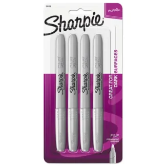 Sharpie® Metallic Fine Point Permanent Markers, Fine Bullet Tip, Metallic Silver, 4/Pack