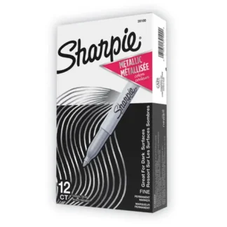Sharpie® Metallic Fine Point Permanent Markers, Fine Bullet Tip, Metallic Silver, Dozen
