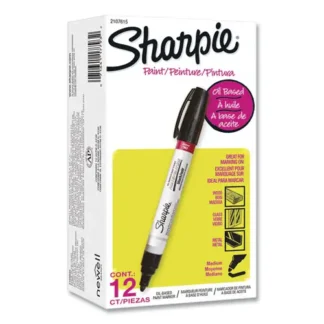 Sharpie® Permanent Paint Marker, Medium Bullet Tip, Black, Dozen