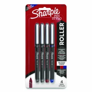 Sharpie® Roller Professional Design Rollerball Pen, Fine 0.5 mm, Assorted Ink and Barrel Colors, 4/Pack