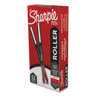 Sharpie® Roller Professional Design Rollerball Pen, Medium 0.7 mm, Red Ink, Black/Red Barrel, Dozen