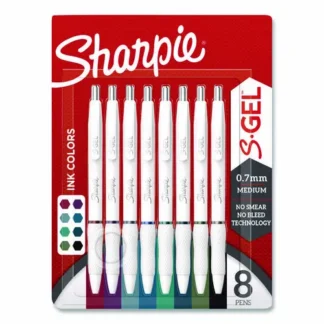 Sharpie® S-Gel™ Fashion Barrel Gel Pen, Retractable, Medium Point, 0.7 mm, Assorted Ink, White Barrel, 8/Pack