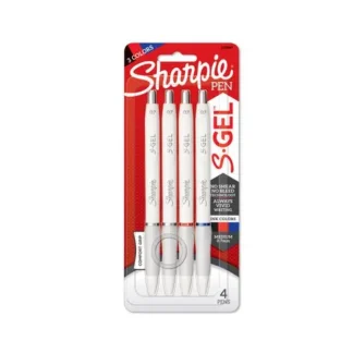Sharpie® S-Gel™ Fashion Barrel Gel Pen, Retractable, Medium Point (0.7 mm), Assorted Ink Colors, White Barrel, 4/Pack