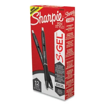 Sharpie® S-Gel™ High-Performance Gel Pen, Retractable, Bold 1 mm, Black Ink, Black Barrel, Dozen