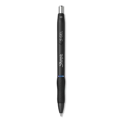 Sharpie® S-Gel™ High-Performance Gel Pen, Retractable, Bold 1 mm, Blue Ink, Black Barrel, Dozen