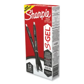 Sharpie® S-Gel™ High-Performance Gel Pen, Retractable, Extra-Fine, 0.38 mm, Black Ink, Black Barrel, Dozen