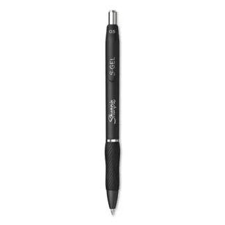 Sharpie® S-Gel™ High-Performance Gel Pen, Retractable, Fine 0.5 mm, Black Ink, Black Barrel, Dozen