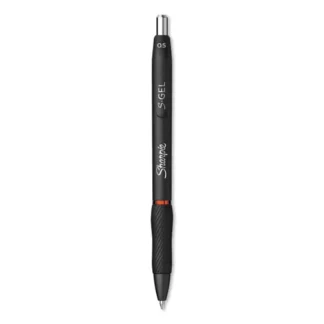 Sharpie® S-Gel™ High-Performance Gel Pen, Retractable, Fine Point, 0.5 mm, Red Ink, Black Barrel, Dozen