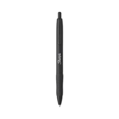 Sharpie® S-Gel™ Premium Metal Barrel Gel Pen, Retractable, Medium 0.7 mm, Black Ink, Black Barrel, Dozen