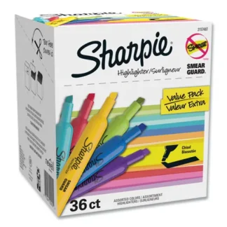 Sharpie® Tank Style Highlighters, Assorted Ink Colors, Chisel Tip, Assorted Barrel Colors, 36/Pack