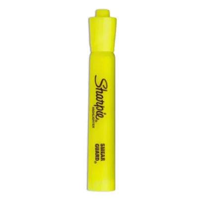 Sharpie® Tank Style Highlighters, Fluorescent Yellow Ink, Chisel Tip, Yellow Barrel, 4/Set