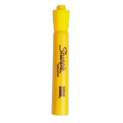 Sharpie® Tank Style Highlighters, Yellow Ink, Chisel Tip, Yellow Barrel, Dozen