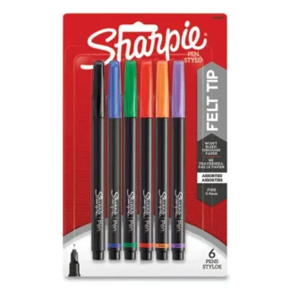 Sharpie® Water-Resistant Ink Porous Point Pen, Fine 0.4 mm, Assorted Colors, 6/Pack