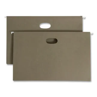 Smead 100% Recycled Hanging Pockets with Full-Height Gusset, Legal Size, Standard Green, 10/Box