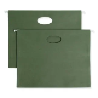 Smead 100% Recycled Hanging Pockets with Full-Height Gusset, Letter Size, 3.5" Expansion, Standard Green, 10/Box