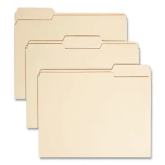 Smead 100% Recycled Manila Top Tab File Folders, Letter Size, 1/3-Cut Tabs, Assorted Positions, 0.75" Expansion, 100/Box