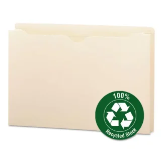 Smead 100% Recycled Top Tab File Jackets, Straight Tab, Legal Size, Manila, 50/Box