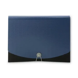 Smead 12-Pocket Poly Expanding File, Letter Size, Black/Blue, Cord/Hook Closure, 1/6-Cut Tabs