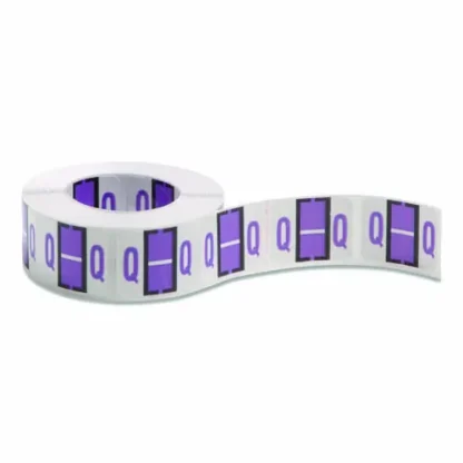 Smead A-Z Color-Coded End Tab Filing Labels, Q, 1 x 1.25, White, 500/Roll