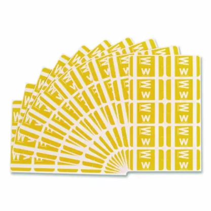 Smead AlphaZ Color-Coded Alphabetical Labels, Second Letter 'W', Yellow, 1 x 1.63, 100 Labels