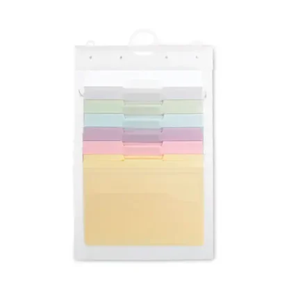 Smead Cascading Wall Organizer, 6 Sections, Letter Size, 14.25" x 24.25", Blue, Clear, Gray, Green, Orange, Pink, Purple