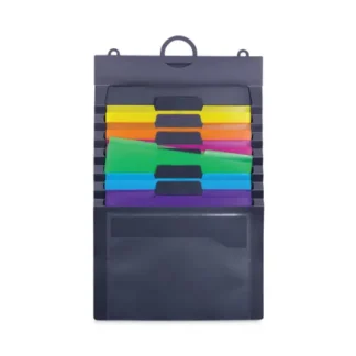 Smead Cascading Wall Organizer, 6 Sections, Letter Size, Gray, Neon Green, Neon Orange, Neon Pink, Purple, Yellow