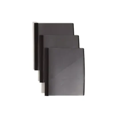 Smead Clear Front Poly Report Cover, Double-Prong Fastener, 0.5" Capacity, 8.5 x 11, Clear/Black, 5/Pack