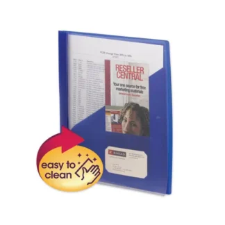 Smead Clear Front Poly Report Cover, Double-Prong Fastener, 0.5" Capacity, 8.5 x 11, Clear/Blue, 5/Pack