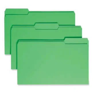 Smead Colored File Folders, 1/3-Cut Tabs, Legal Size, 0.75" Expansion, Green, 100/Box