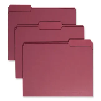 Smead Colored File Folders, 1/3-Cut Tabs, Letter Size, 0.75" Expansion, Maroon, 100/Box