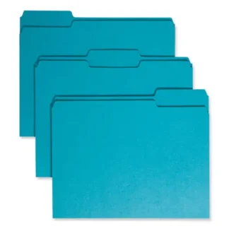 Smead Colored File Folders, 1/3-Cut Tabs, Letter Size, Teal, 100/Box