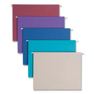 Smead Colored Hanging File Folders with 1/5 Cut Tabs, Letter Size, Assorted Jewel Tone Colors, 25/Box