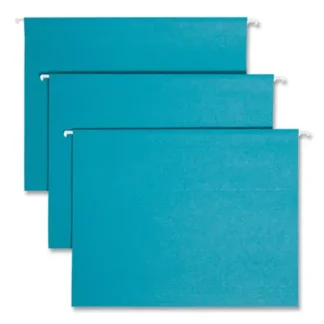 Smead Colored Hanging File Folders with 1/5 Cut Tabs, Letter Size, Teal, 25/Box