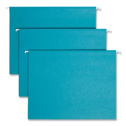 Smead Colored Hanging File Folders with 1/5 Cut Tabs, Letter Size, Teal, 25/Box
