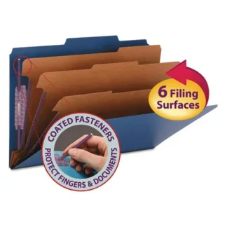 Smead Eight-Section Pressboard Top Tab Classification Folders, Legal Size, Dark Blue, 10/Box