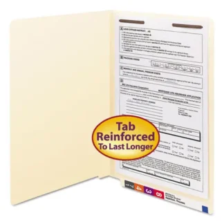 Smead End Tab Fastener Folders with Reinforced Straight Tabs, 11-pt Manila, 1 Fastener, Legal Size, Manila Exterior, 50/Box