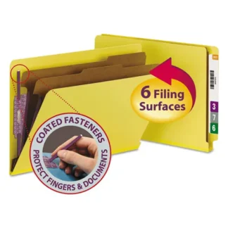 Smead End Tab Pressboard Classification Folders, Legal Size, Yellow, 10/Box